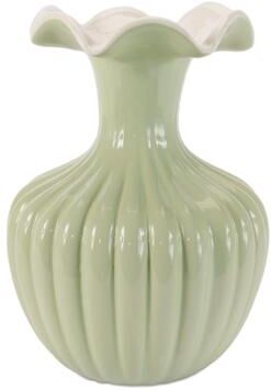 Melrose International "Scalloped Ribbed Dolomite Vase 8""H"