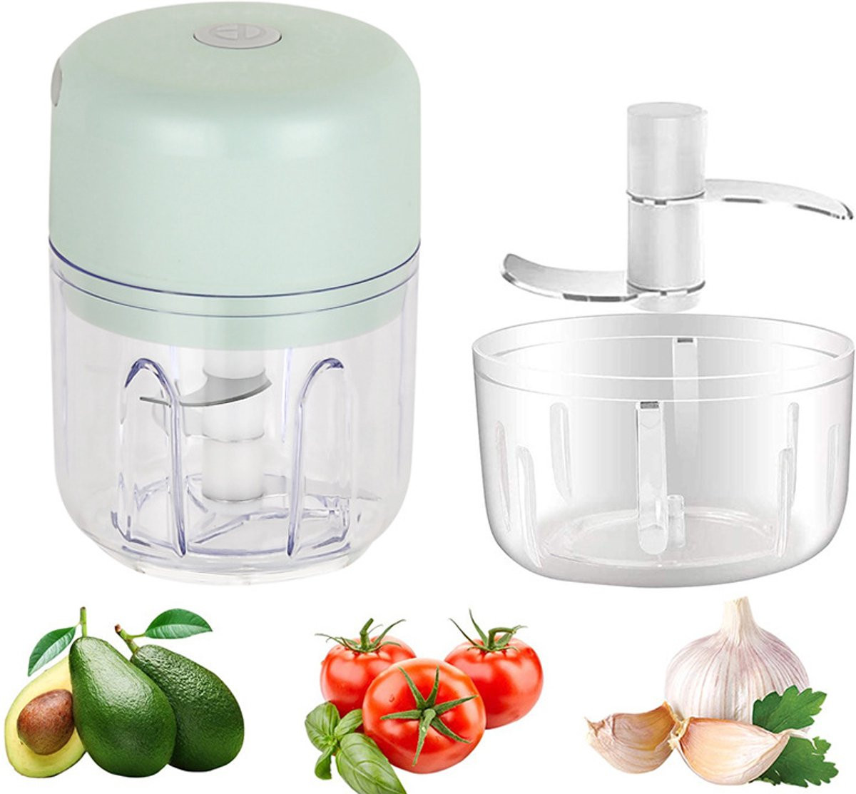 Oplaadbare mini elektrische hakmolen en groentesnijder, groen, 250 ml