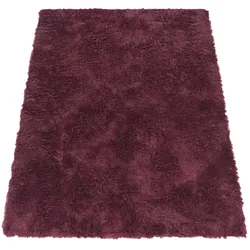 KADIMA DESIGN Hochflor Teppich Shaggy waschbar Unifarben Schlafzimmer schmutzabweisend Lila Rechteckig 160x220 | 100% Polyester | Florhöhe: 33 mm | pflegeleicht