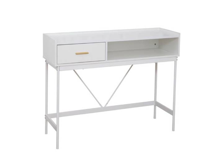 SVITA VALEO Table console étroite avec tablette Étagère sur pied Table d'entrée avec tiroir blanc