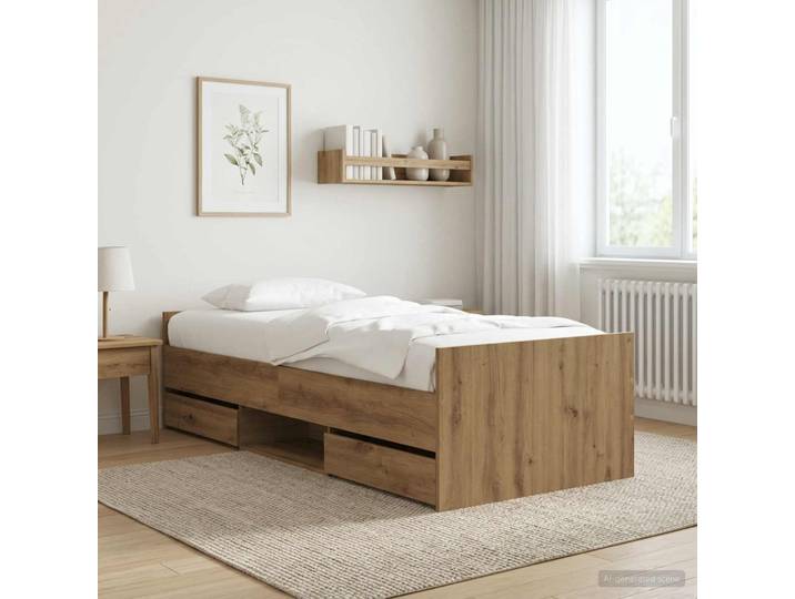 vidaXL Bettrahmen mit Schubladen Kunsthandwerk Eiche Holzwerkstoff