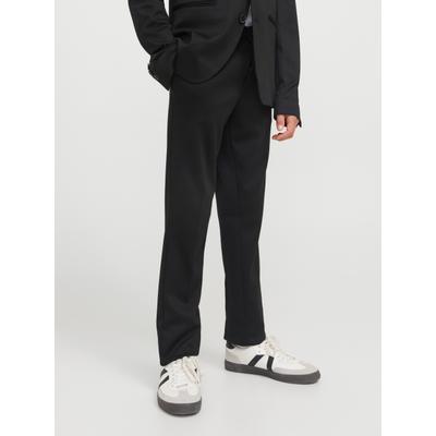 Anzughose JACK & JONES JUNIOR "JJEJAXON bietet Komfort durch elastische Passform", Jungen, Gr. 128, N-Gr, schwarz, Jersey, Obermaterial: 79% Polyester, 18% Viskose, 3% Elasthan, unifarben, slim fit knöchellang, Hosen Anzughose, unifarben, modisch,...