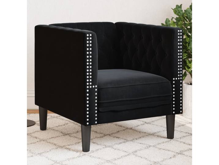 vidaXL Chesterfield-Sessel Schwarz Samt