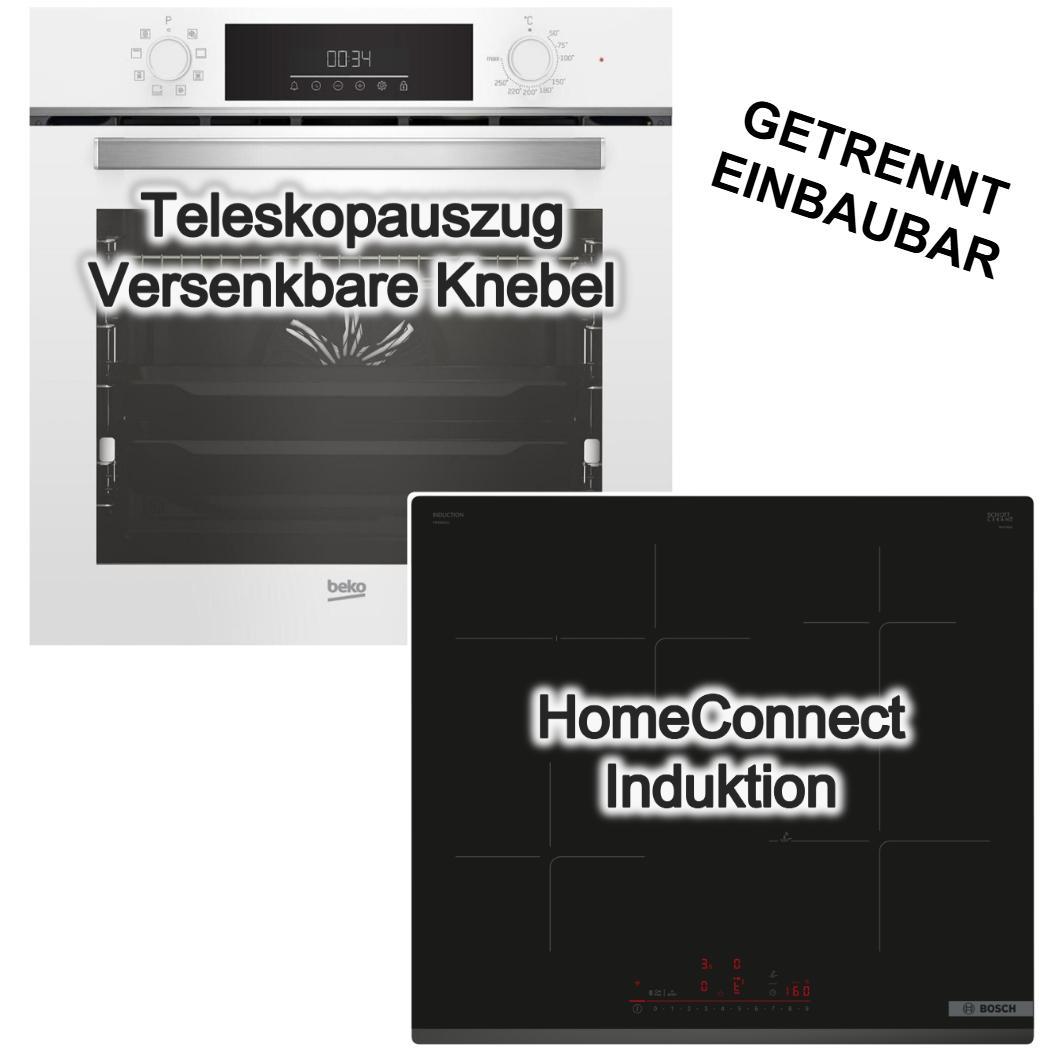 Herdset Einbaubackofen SteamShine Teleskopauszug + BOSCH Induktionskochfeld PowerBoost DirectSelect