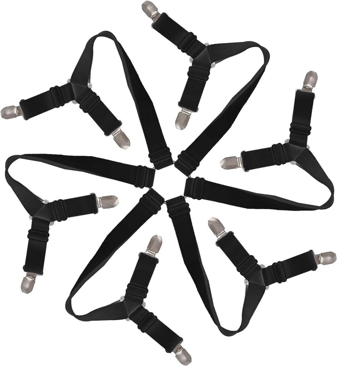 Lakenspanners Set Zwart voor Bed Hoeslakens Verstelbaar 36-120 cm