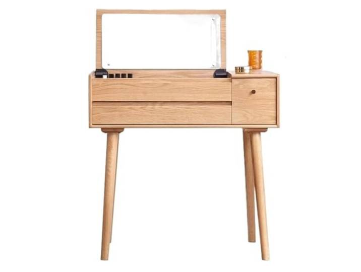 zhangrui1888 Schminktisch Kleiner Schminktisch, mit Klappspiegel Schlafzimmer-Make-up-Waschtisch ﻿(Natural)
