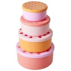 RICE Kunststoff-Frischhaltedosen Hearts Prints - 4er-Set, Ø 12 cm