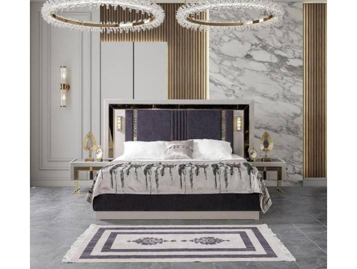 JVmoebel Schlafzimmer-Set Luxus Schlafzimmer Set mit edlem Design und hochwertigen Materialien, (3-tlg., 3tlg Set(Bett +2x Nachttische), Made in Europa