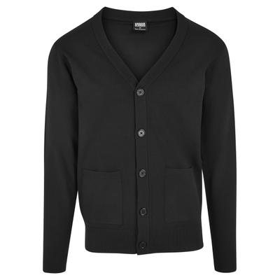 Cardigan URBAN CLASSICS "Urban Classics Herren Fine Cardigan", Herren, Gr. S, schwarz, 100% Polyimid, unifarben, loose fit, V-Ausschnitt, Strickjacken