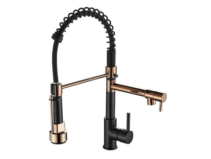 Robinet de cuisine avec pulvérisateur extractible, robinet d'évier de cuisine à ressort à poignée unique à Arc élevé