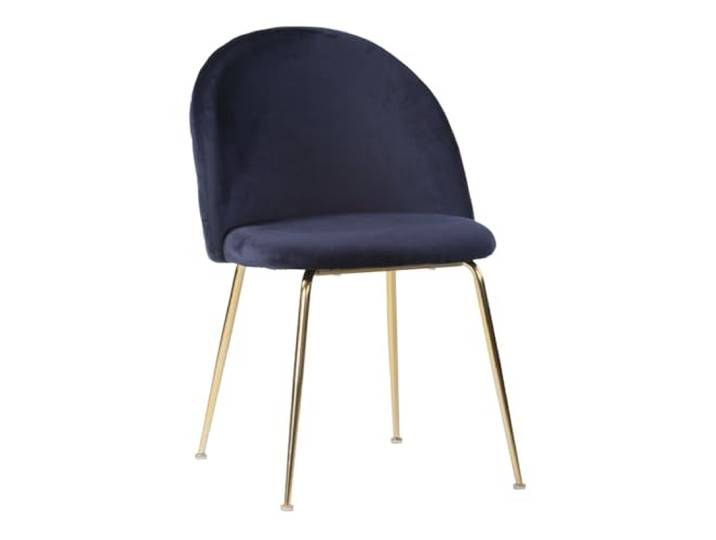 House Nordic Esszimmerstuhl aus blauem Samt mit Messingbeinen