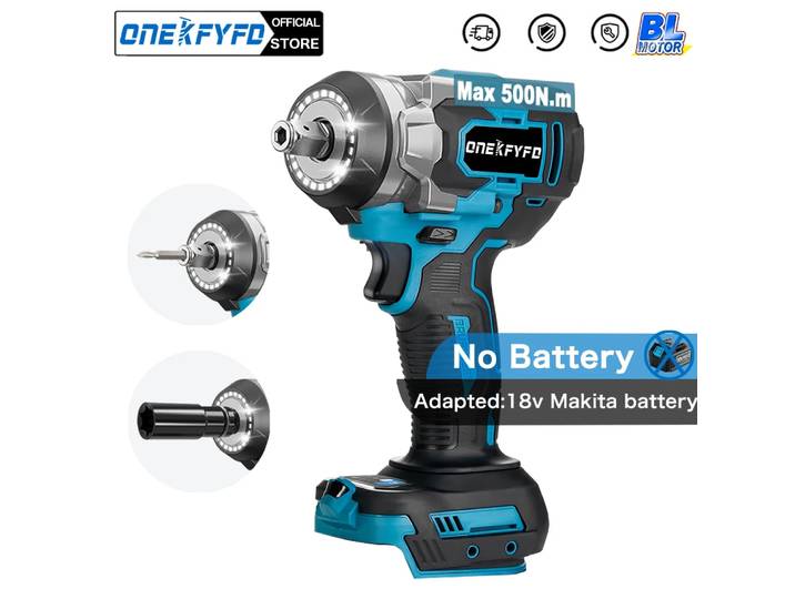 Makita-Clé à chocs électrique sans balais, tournevis électrique sans fil, outils électriques, batterie 18V, 1/2 N.M, pouces