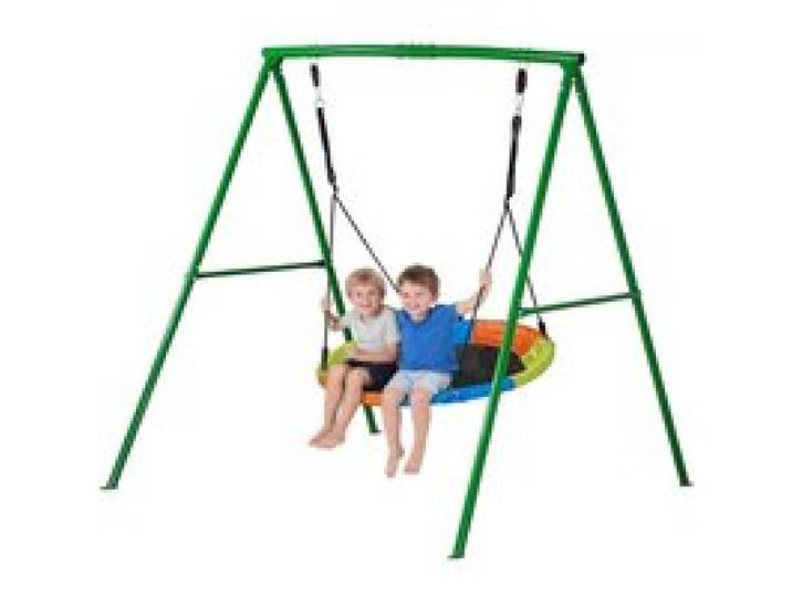 VEVOR Kit Balançoire de Jardin 199,6 kg, Portique Balançoire avec Siège Soucoupe, pour Arrière-cour Aire de Jeux Extérieur, Trapèze Métallique en Forme de A, Stable avec Ancrages de Sol en Spirale