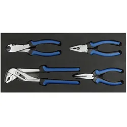 PROREGAL Werkzeug-Satz für Werkstattwagen Cheetah Plus | Zangensatz | 4 Teile | mit Schaumstoff-Schubladeneinlage | HxBxT 3,5x40x19cm
