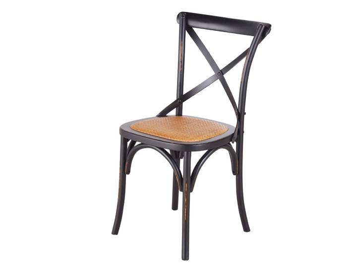 Chaise bistrot en rotin et bois de bouleau noir