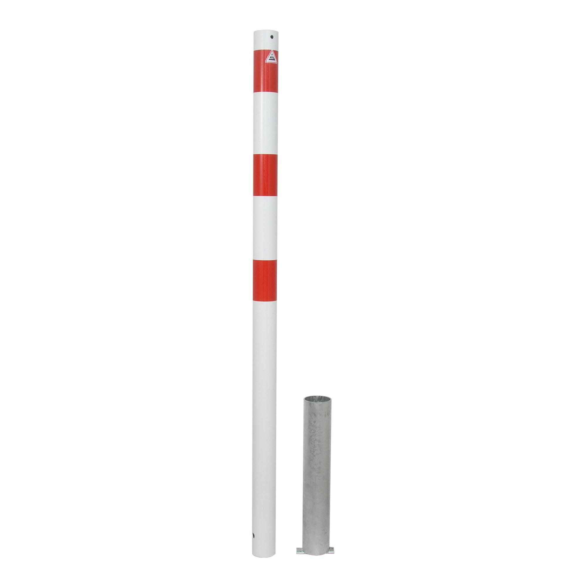 Schake Absperrpfosten Typ 460HB, herausnehmbar, Ø 60mm, ohne Verschluß, weiß / rot)