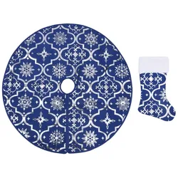 vidaXL Luxus-Weihnachtsbaumdecke mit Socke Blau 150 cm Stoff