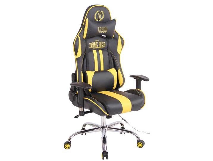 CLP Chefsessel Lederlook Schwarz/Gelb, Gelb, Schwarz, Metall, 67x128x51 cm, Büromöbel, Bürostühle, Gamingstühle
