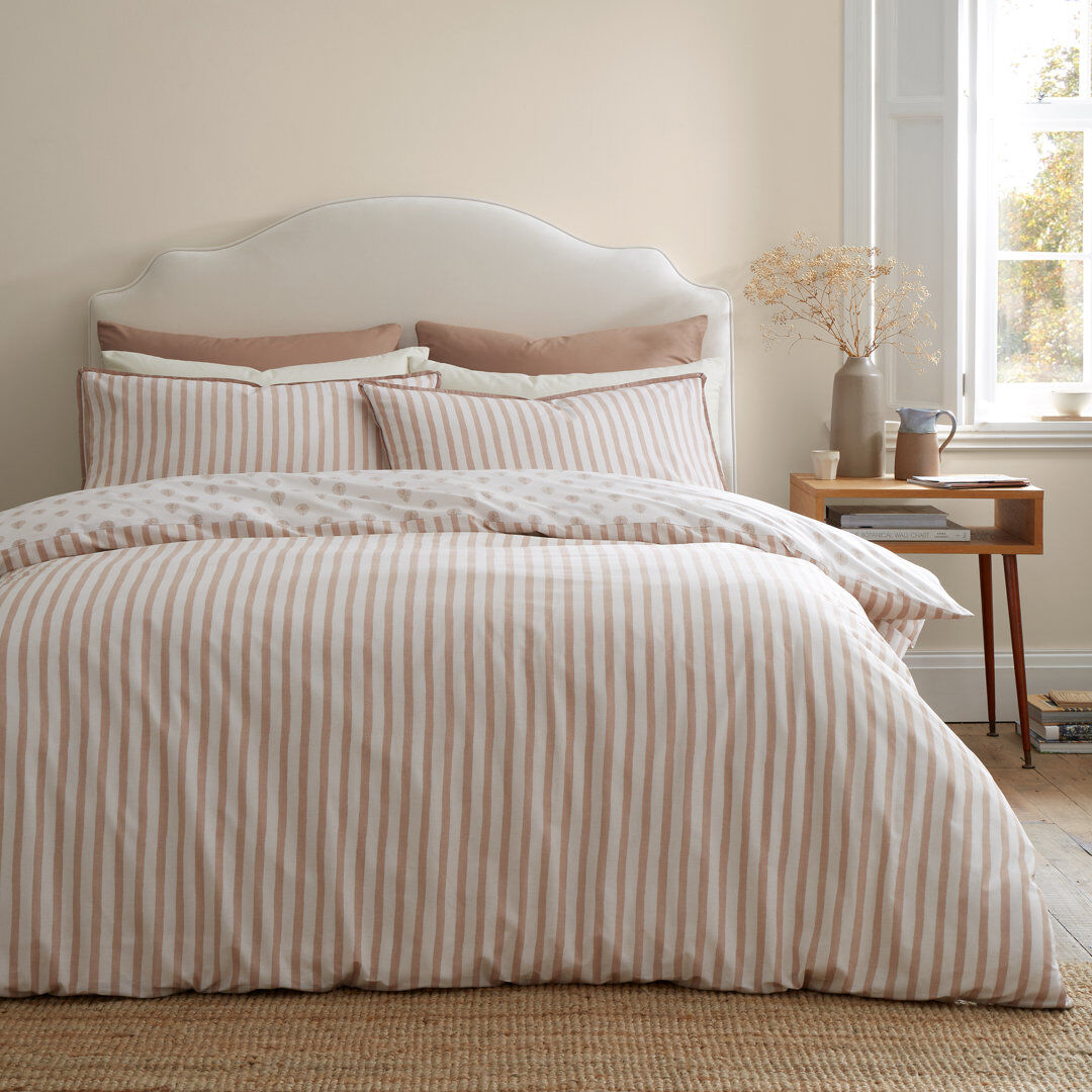 Emily Bond Jaipur Leaves Cotton Floral Duvet Cover Set Cream / Natural Super King