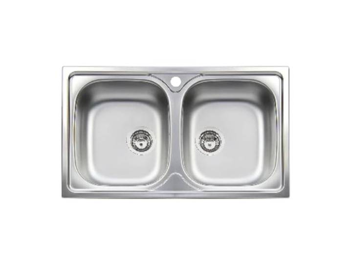 Einbauspüle aus Edelstahl, 2 Becken, 86 cm