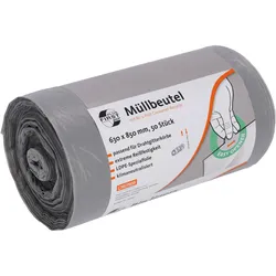 Deiss 6x First Plus Pcr Müllsäcke 80 Liter, 34043 - Rolle / 80 Liter, Abfallsack, Grau