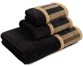 Sherry Kline Charming Black 3-piece Decorative Towel Set, Jacquard Fabric Band, double row gimp braid, 1 Bath, Hand & Tip Towel