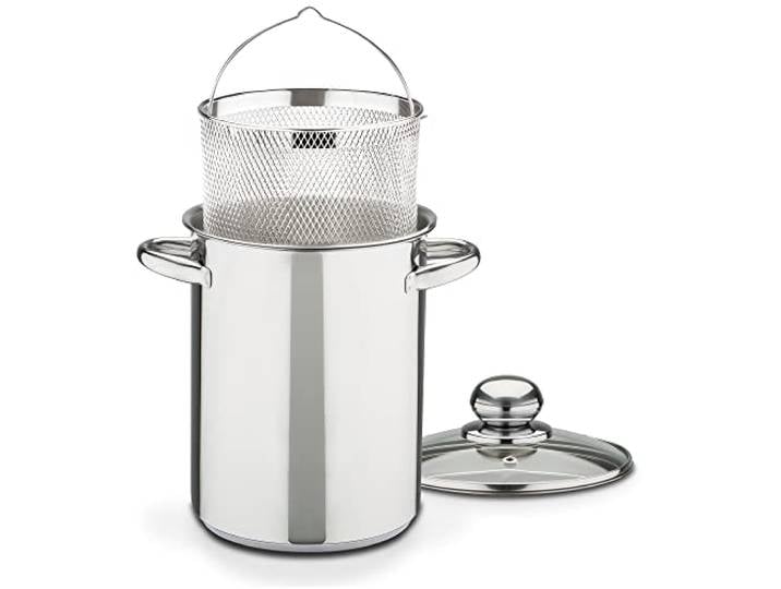 GSW 643160 à Asperges avec bac et Couvercle en Verre en Acier Inoxydable\, Argent\, 16 cm\, 2 unités