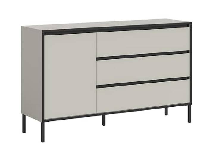 xonox.home – Sideboard Tron 136x83x38 cm in Kaschmir Nachbildung und Schwarz – Breites Sideboard im modernen Look – funktional, edel & ideal für Wohnzimmer, Flur oder Büro