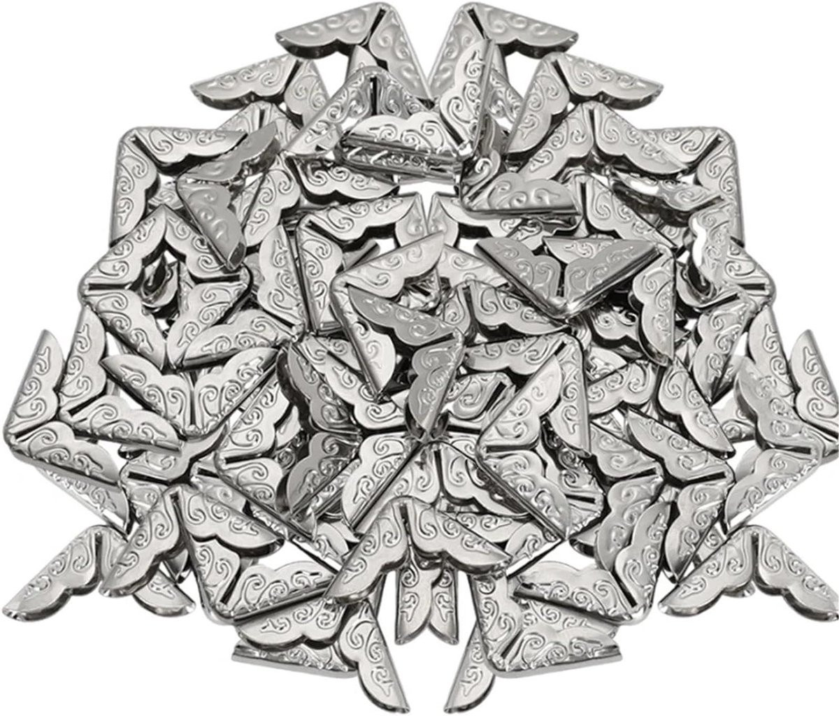 100 stuks Metalen hoekbeschermers voor boeken decoratie in zilver