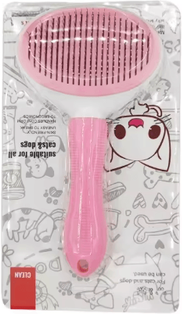 Inspire Picks Self Cleaning Pet Hair Removal Comb Slicker Grooming Brush For Cats & Dogs pink With Packaging