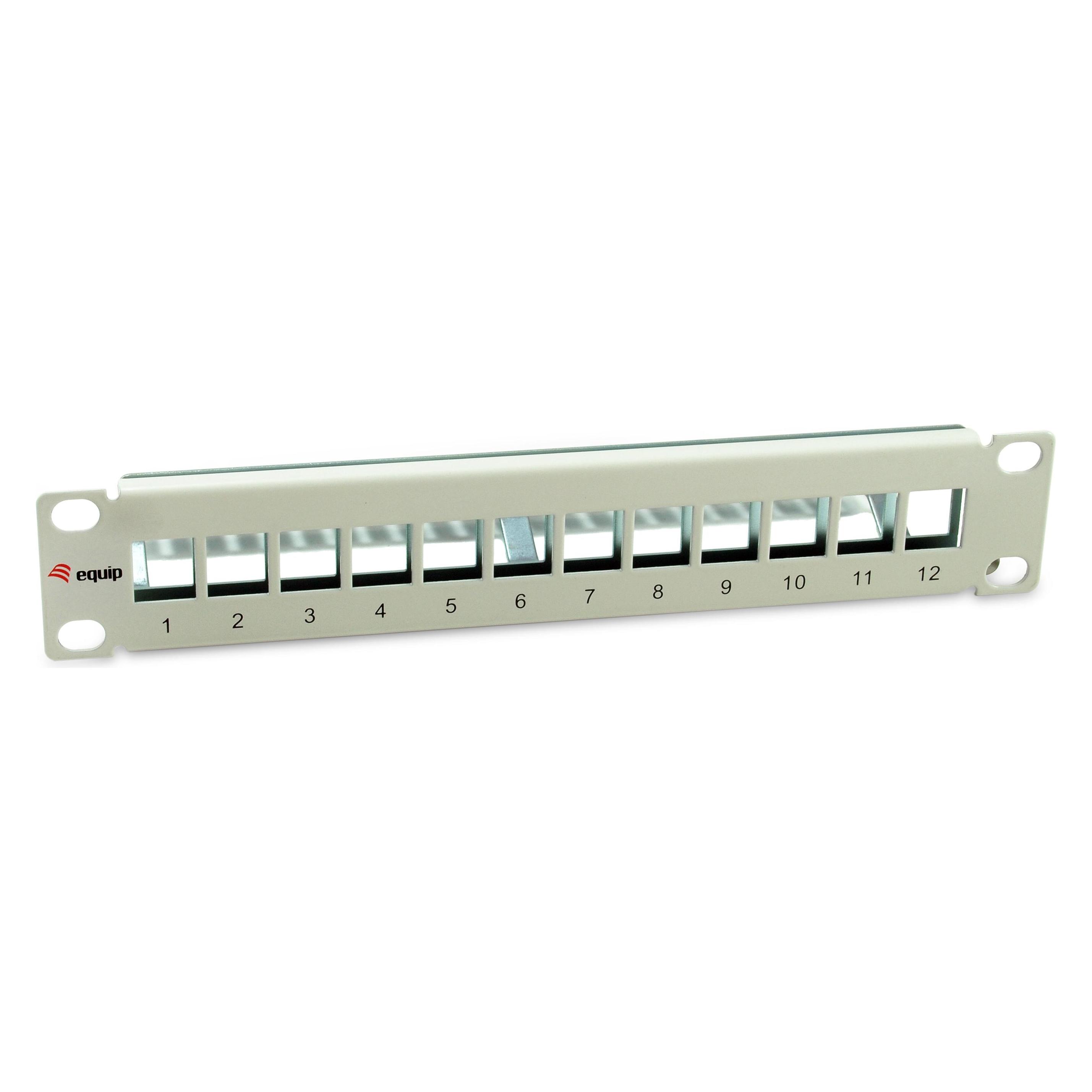 equip Patchpanel 12x RJ45 Cat6A 10" FTP 1HE Premium hellgrau (769330)
