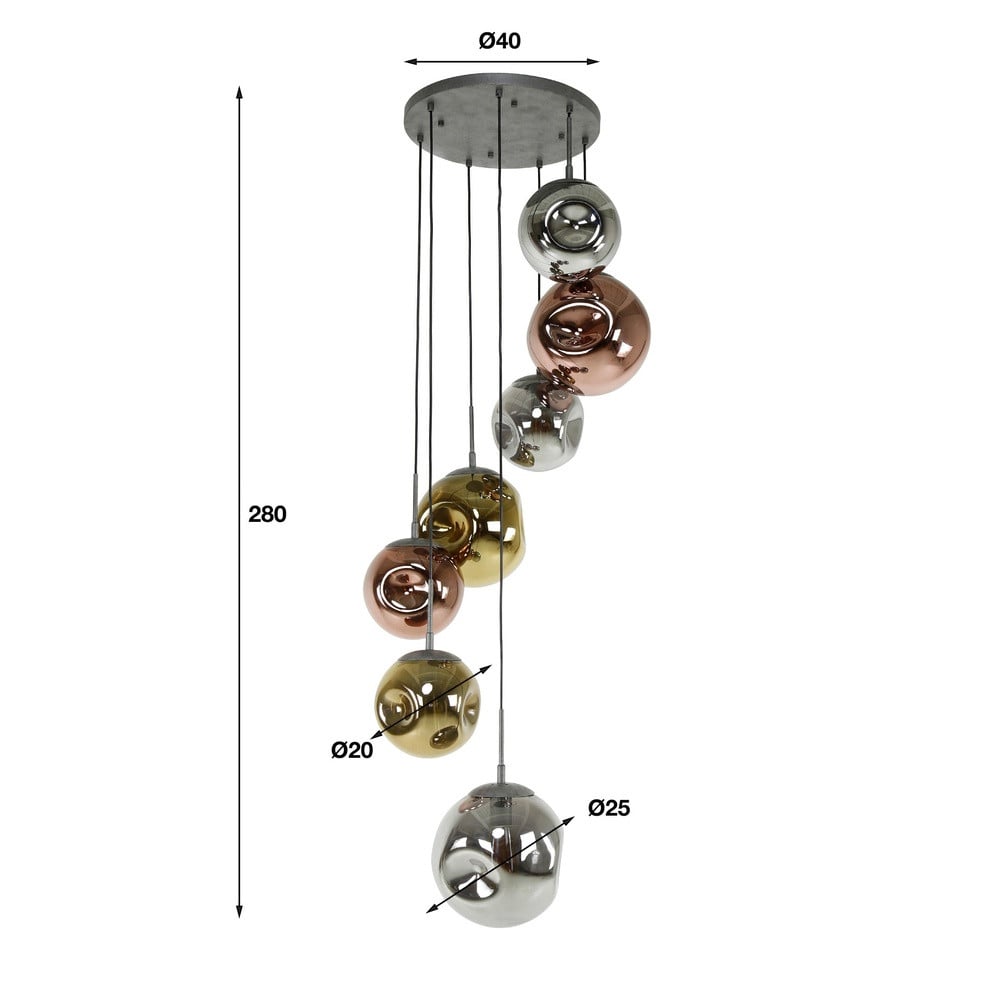 Lyora Vide hanglamp Stellar met 7 glazen bollen in multicolor