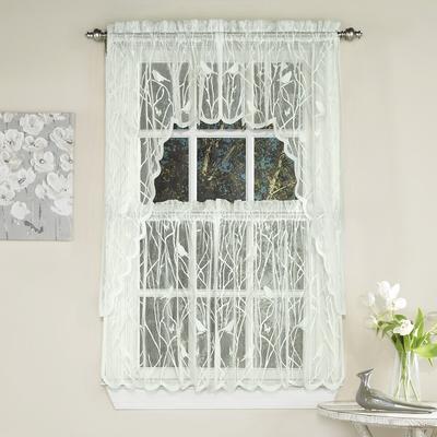 Sweet Home Collection Songbird Motif Knit Lace Window Curtains - Swag, Tier & Valance