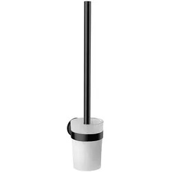 Emco Round Toilettenbürstengarnitur 431513301 schwarz, Behälter Kristallglas satiniert