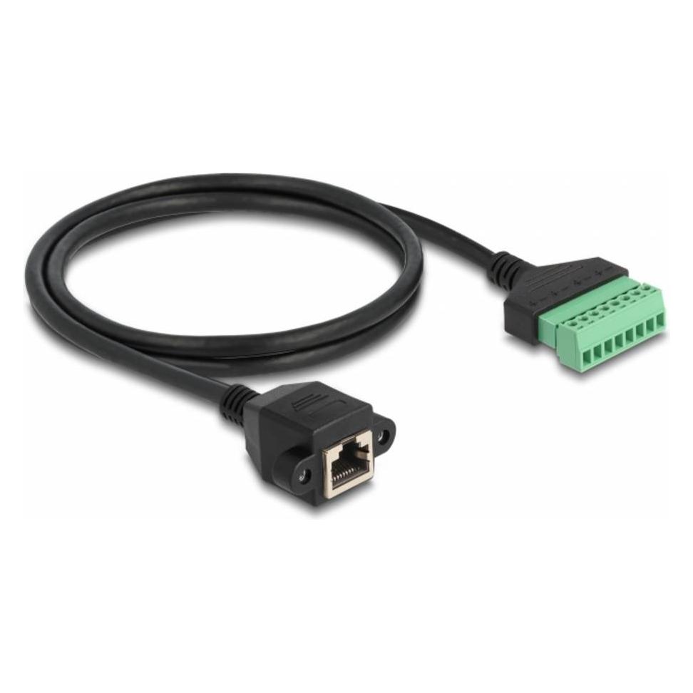 Delock RJ45 Kabel Cat.6 Buchse zu Terminalblock Adapter zum Einbau 1 m 2-teilig (RJ45, RJ45 (1x)) (66055)