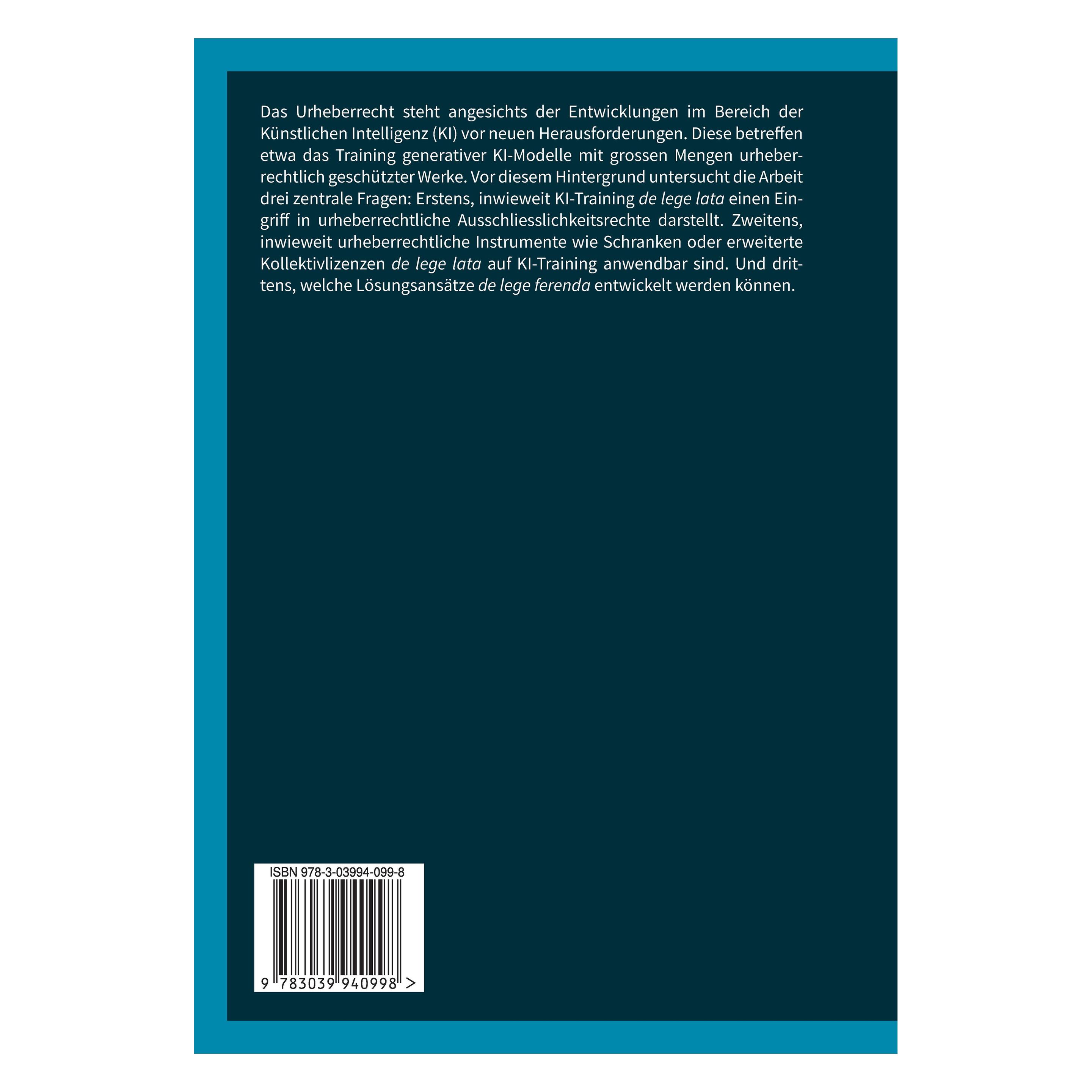 Umbreit Schweizer Urheberrecht und Training Künstlicher Intelligenz (Deutsch, Hardcover, Daniel Bötticher) (71986676)