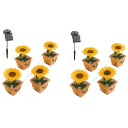 2er Set vier LED Solar Außen Leuchten Blumen Garten Lampe Beleuchtung