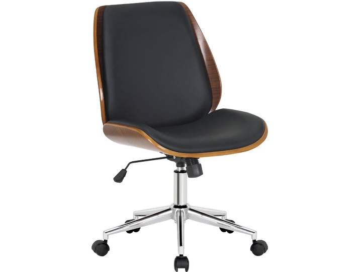 CLP Bürostuhl Ergonomisch Mitch, höhenverstellbarer Schreibtischstuhl Farbe walnuss/schwarz Gestell Farbe chrom