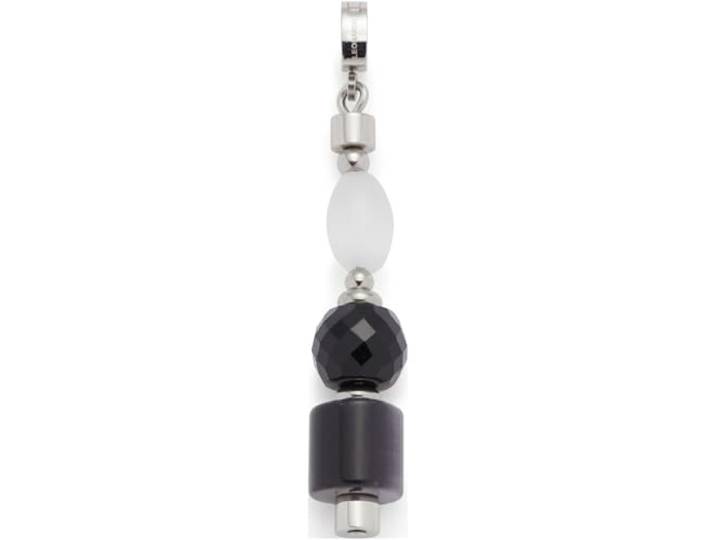 JEWELS BY LEONARDO Anhänger Clip & Mix Betsy, Ketten-Anhänger aus silberfarbenem Edelstahl, unterschiedlich geformte Catseye-Perlen in Schwarz, Grau und Weiß, Schmuck Geschenk für Frauen, 024423