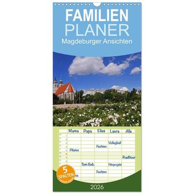 Familienplaner 2026 - Magdeburger Ansichten mit 5 Spalten (Wandkalender, 21 x 45 cm) CALVENDO