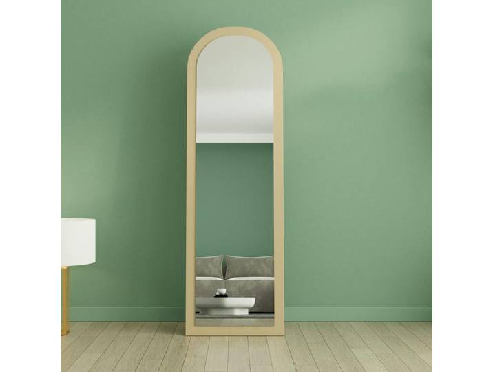 Miroir sur pied ovale avec cadre décor bois 160 cm CODY