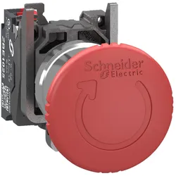 Schneider Electric XB4BS84425 Not-Aus/Not-Halt-Schalter, Harmony XB4, Metall, 22mm, rot, Pilz 40mm, Drehentriegelung, 1Ö, Push-In
