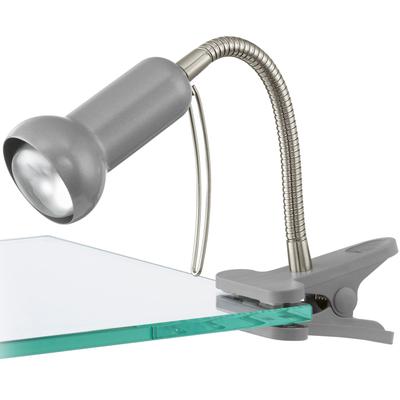 EGLO Klemmleuchte "FABIO Klemmspot, exkl. Leuchtmittel E14, mit Klemme, Büro", silber (silberfarben), 1, H: 30cm, Leuchten, Klemmlampe, Leselampe, Schalter, flexibler Leuchtenhalts, Höhe: 30cm, Klemmleuchte