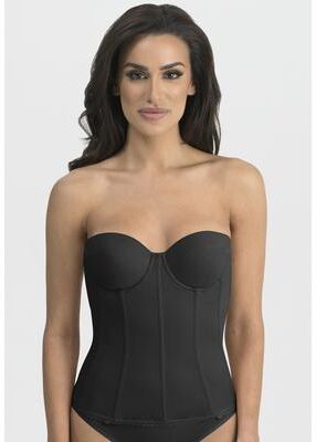 Plus Size Women's Brianna Low Back Strapless Longline Bra Intimate Apparel by Dominique in Black (Size 44 G)
