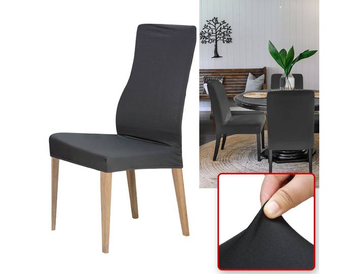 Edler Stuhlbezug, schwarz, 2er-Set, aus Stretch mit Lehnenbezug, OEKO-TEX Standard 100