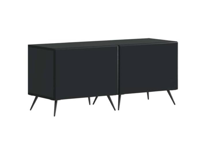 Favemtsl TV-Schrank 2er Set Schwarz Holzwerkstoff TV-Board 49x35x43cm Kompakte Phonoschränke im 2er Pack für Wohnzimmer & Schlafzimmer, mit flexibler Türmontage und viel Stauraum.
