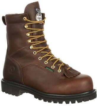 "Georgia Boot Low Heel Logger 8"" Safety Toe - Mens 8.5 Brown Boot Medium"