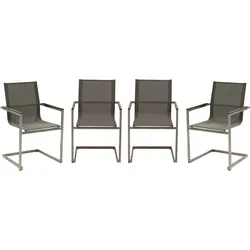 Gartensessel-Set 4-tlg Grau