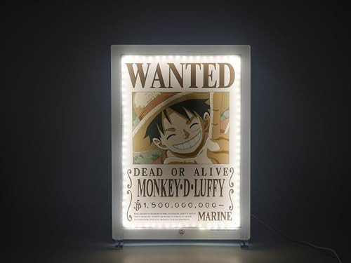 Teknofun One Piece Wanted Luffy Neon LED Wanddecoratie - 30 cm - Bruin, Beige, Wit