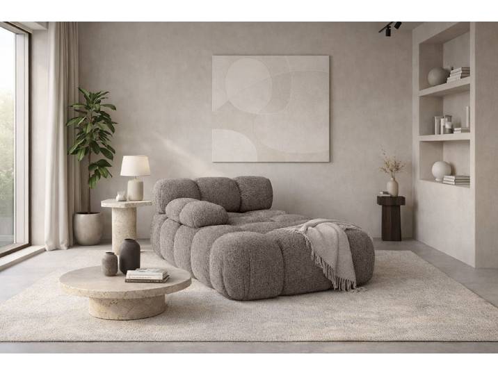Kaiser Möbel Chaiselongue modular für Wohnzimmer, Bouclé-Stoff Abriamo, Selia, Chaiselongue, Chaiselongue-Modul zum Entspannen,Modernes Lounge-Design